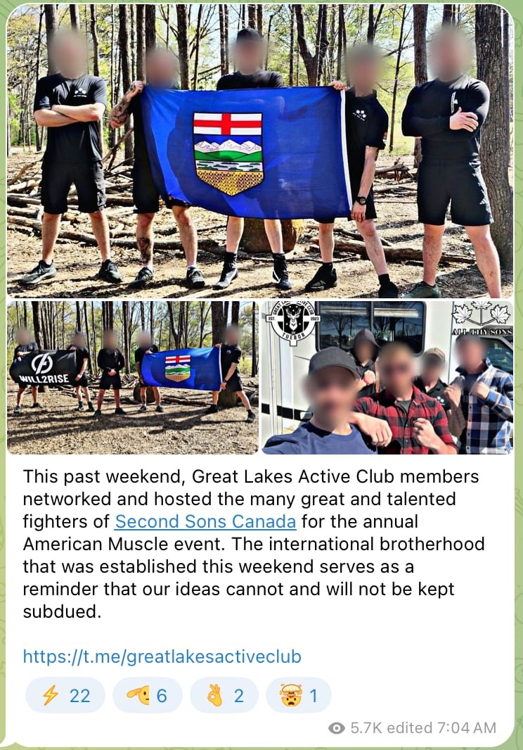 Great Lakes active club meets second sons canada holding Alberta flag